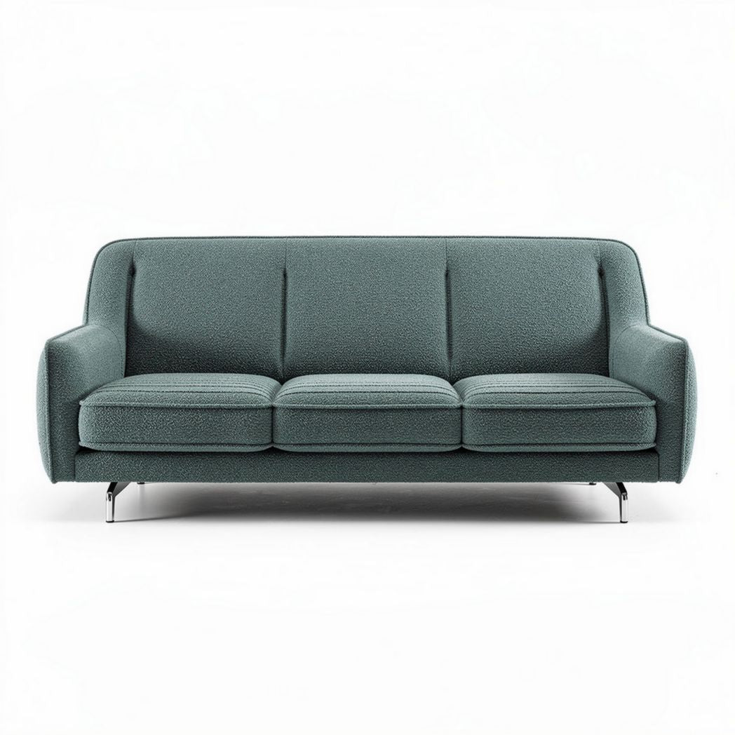 Sofá moderno em tecido azul com dimensões de 200 x 90 x 85cm