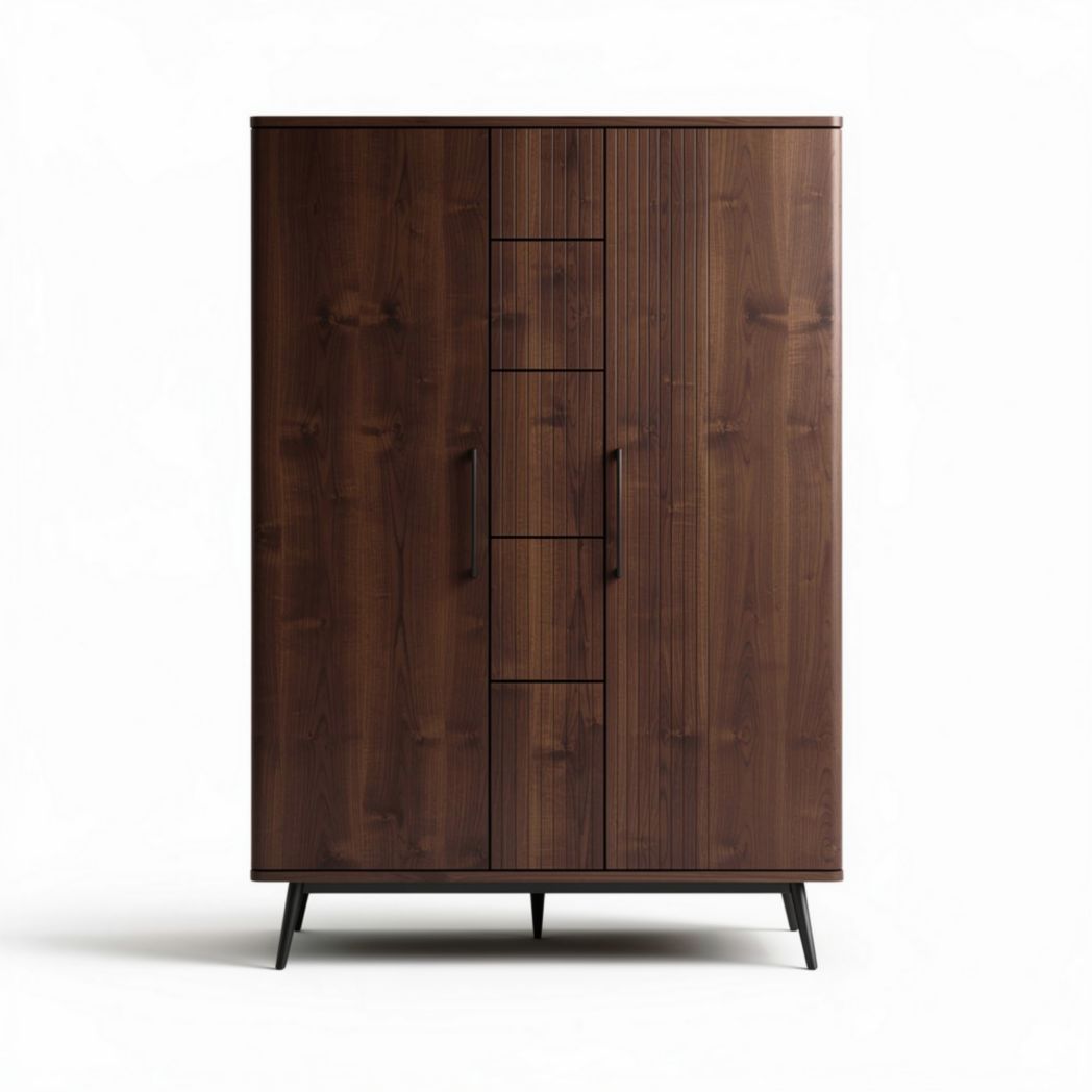 Armário em madeira escura com 4 portas e 2 gavetas 80 x 40 x 150cm