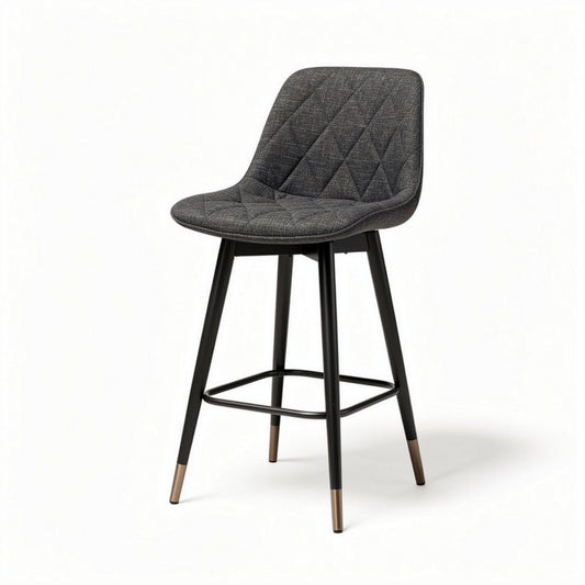 Cadeira alta de bar em tecido cinza com pernas de metal 45 x 45 x 100cm