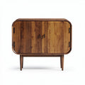 Aparador de madeira com design listrado 80 x 40 x 70cm castanho