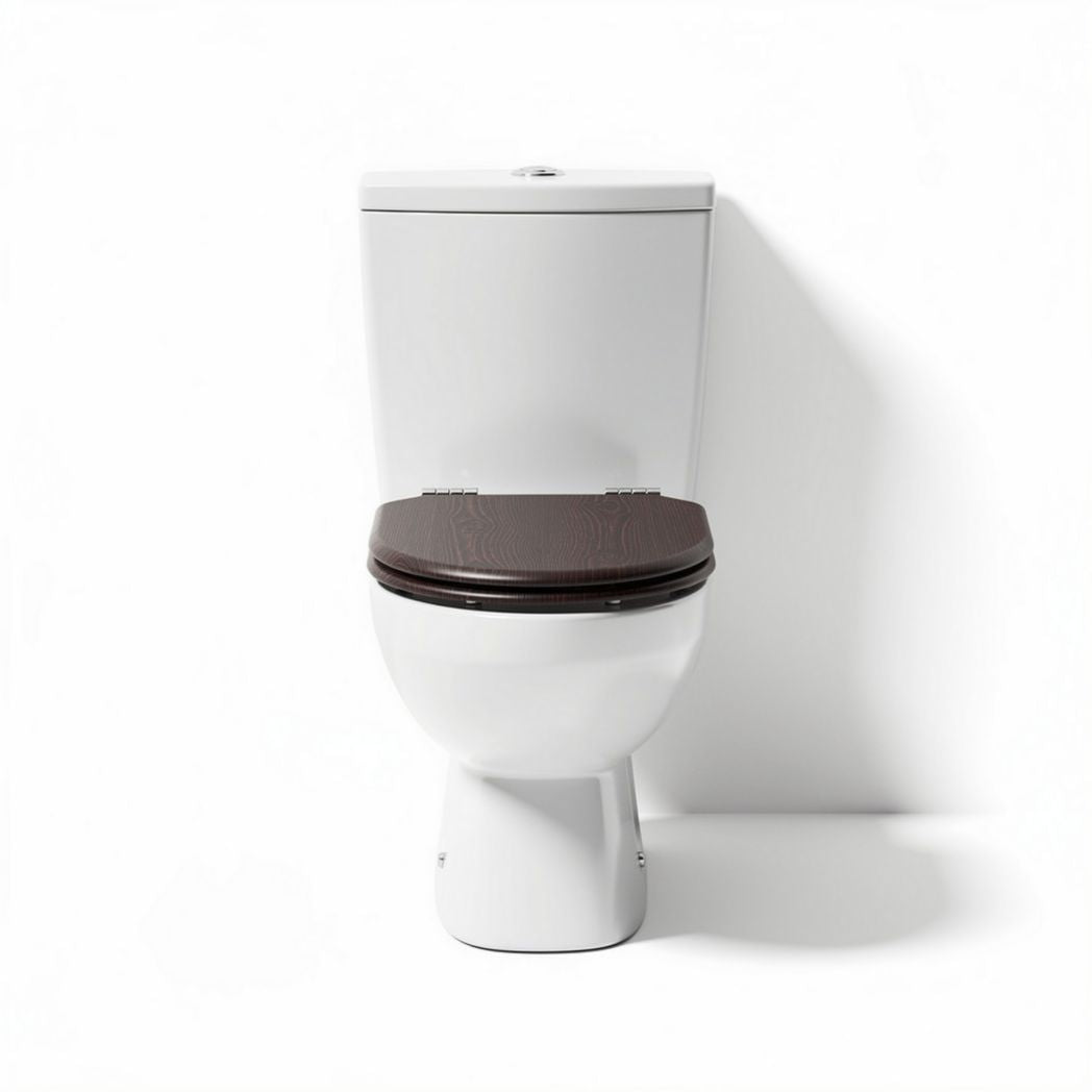 Vaso sanitário com assento marrom em cerâmica de 70 x 40 x 80cm